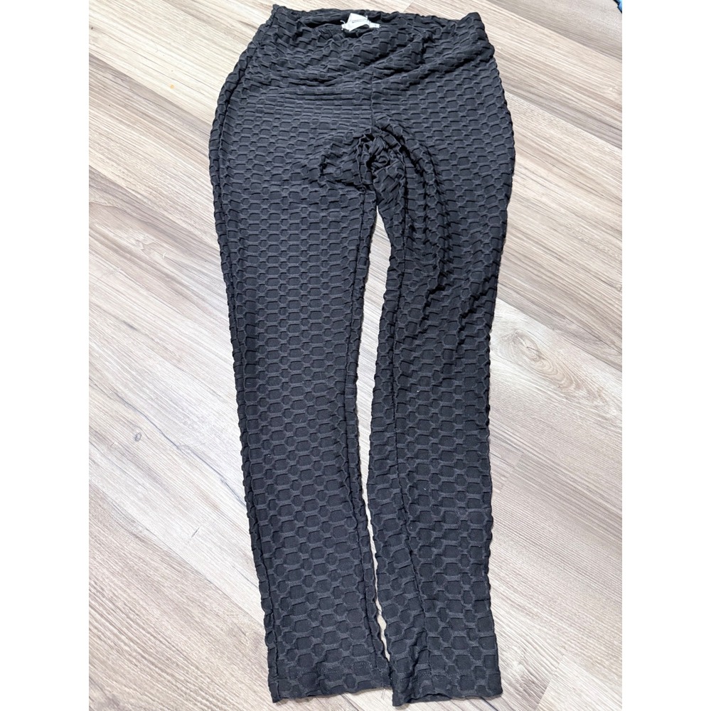 Eye Candy Black Honeycomb Textured Scrunch Butt Leggings Womens 1X Activewear